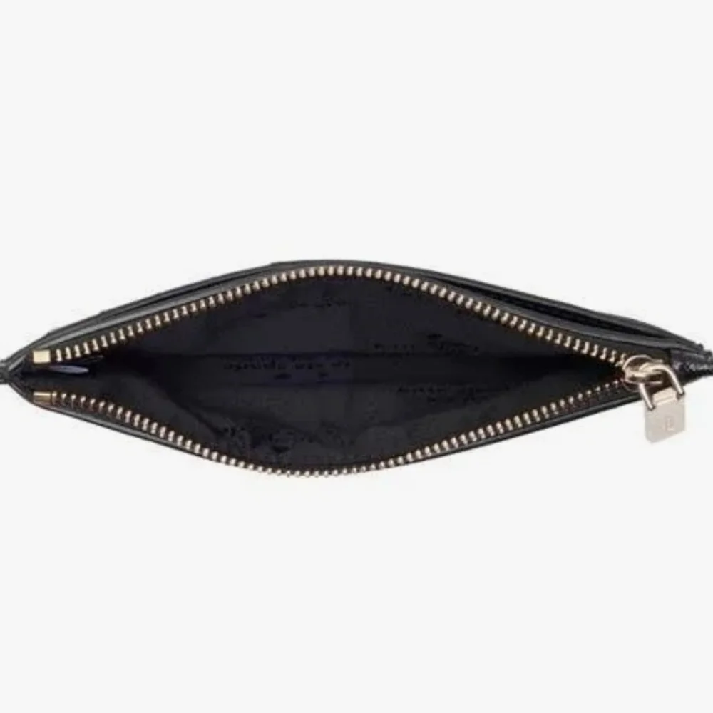 Kate Spade Kenzie Large Slim Cardholder Boxed New Black Saffiano Gold Trim Gift